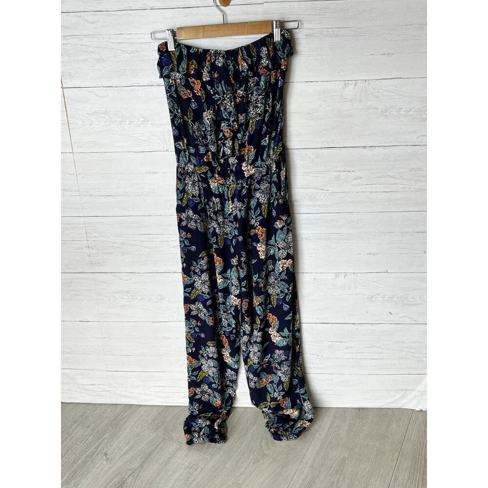 Angie Jumpsuit Womens Size Small Colorful Floral Ruffles Strapless Summertime - Picture 3 of 13
